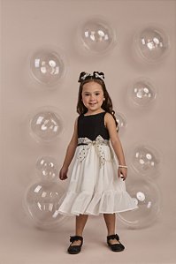 Vestido celebrar off com pala preta | Gabriela Aquarela