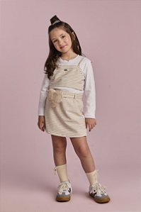 Conjunto 3 peças saia short listra | Gabriela Aquarela