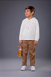 Conjunto camiseta com capuz e calça sarja leve | Digi