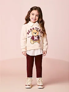 Conjunto moletom de ursinho com babado | Momi