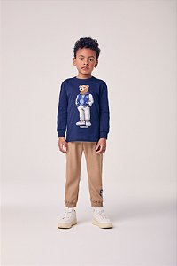 Conjunto manga longa e calça azul marinho | Youccie