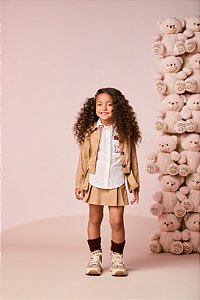 Jaqueta Infantil Menina de Sarja com Cinto | Momi