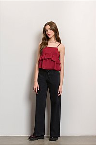 Calça Wide Leg preta com Cinto | Authoria