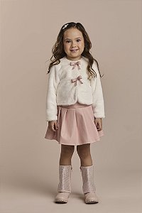 Conjunto Saia Like Leather e Casaqueto Teddy Rosa | Gabriela Aquarela