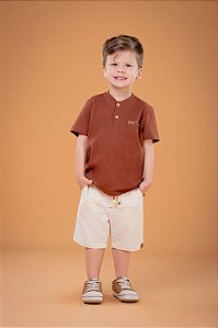Conjunto Camiseta com Botões e Bermuda Sarja | Digi