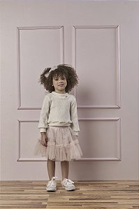 Conjunto Ballet Tule Tricô Laço Rosa | Gabriela Aquarela
