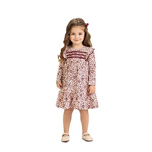 Vestido Manga Longa Floral Bordô | Milon