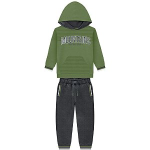Conjunto Moletom Mountains Verde e Calça Chumbo | Milon