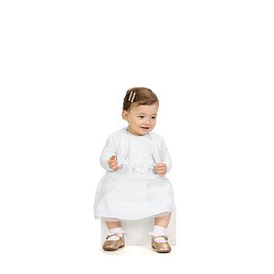 Conjunto Vestido Branco Flores 3D e Bolero | Milon