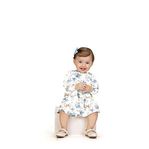 Vestido Manga Longa e Tapa-Fraldas Doce Aquarela | Milon