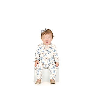 Macacão Longo Estampa Floral Azul e Laços | Milon
