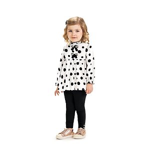 Conjunto Infantil Bata Poá e Legging Preta | Milon