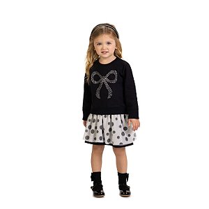 Conjunto Infantil Blusa Laço Strass e Saia Tule Poá | Milon
