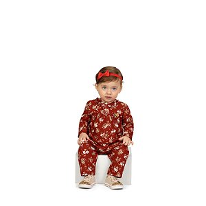 Macacão Longo Infantil Floral Vermelho | Milon