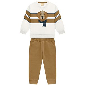 Conjunto Infantil Blusa Cachorrinho e Calça Jogger Caramelo | Milon