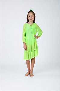 Vestido Infantil de Tule Verde Flúor | Siri Kids