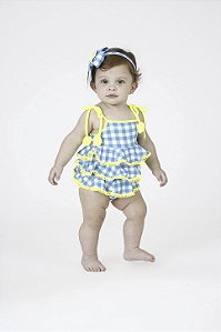 Maiô Baby Zoe Estampa Vichy Limão | Siri Kids