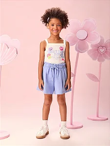 Conjunto Infantil Menina Lilás Maliblue com Selinhos de Frutas Neon | Momi