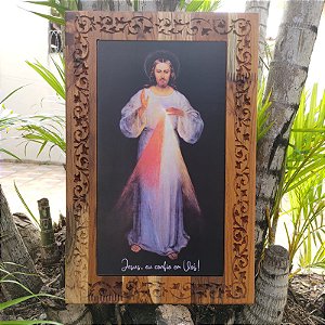 Quadro de madeira entalhado - Jesus Misericordioso