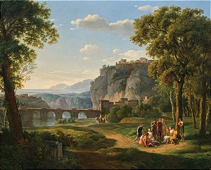 Uma paisagem arcada com uma ponte - Johann Nepomuk Schödlberger