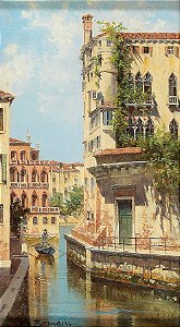 Canal em Veneza com vista para a parte de trás do Palazzo Rocca -  Antonietta Brandeis