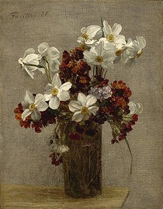 Narcisos, goivos e prímulas - Henri Fantin-Latour