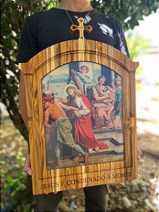 Via Sacra ESTAÇÕES ENTALHADA na madeira