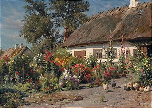 Um Jardim Campestre com Galinhas (1919) - Peder Mørk Mønsted
