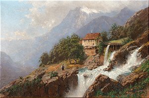 Um moinho junto a um riacho na montanha - Robert Schultze