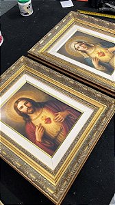 Quadro Sagrado Coração de Jesus e Imaculado Coração de Maria IV - Tela Canvas