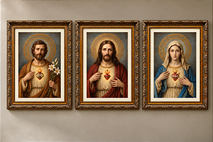 Trio de Corações II - Tela Canvas