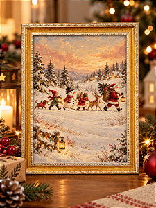 Quadro de Natal - Procissão de Natal na neve