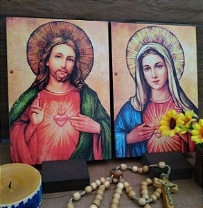 Conjunto de Ícones: Sagrado Coração de Jesus e Imaculado Coração de Maria