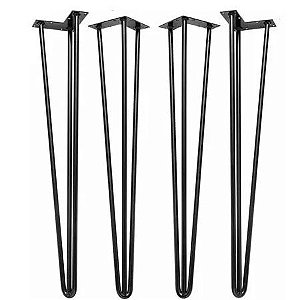 Pé Hairpin Legs 75cm Preto - Kit 4 Peças