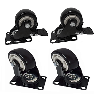 Rodízio Giratorio Roda Rodinha Reforçada 50mm C/Rolamento Preto