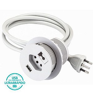 Passa Fio 3x1 De Embutir Tomada Elétrica E Usb - Cinza