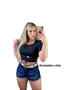 Shorts Jeans C/lycra Barra Desfiada  Destoyed Ref 706