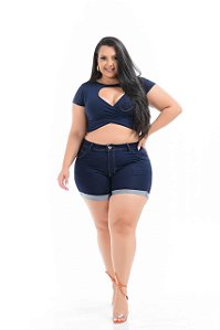 Shorts Jeans C/lycra Meia Coxa Plus Size  Ref 731
