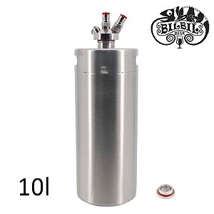 Growler Inox 10L com Tampa Sistema Post Mix