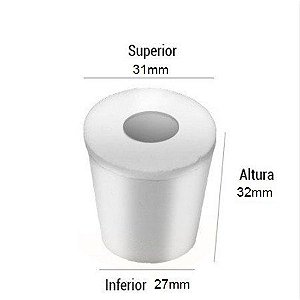 Rolha de Silicone com furo para airlock - 27/31