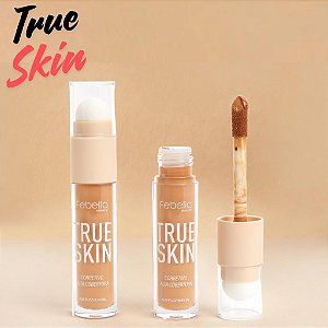 Corretivo Facial com Esponja, Alta Cobertura True Skin Maquiagem Febella