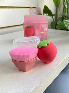 Kit esponja moranguinho com pincel mágico rosa
