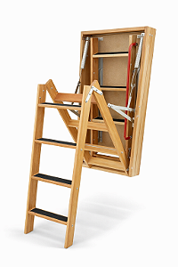 Escada Sótão 60x119 Degraus Encaixados e barra torção !! Antiderrapantes colados e corrimão.