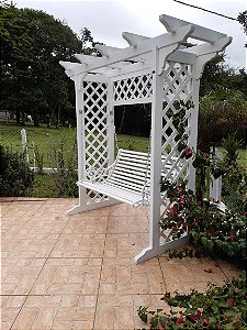 Banco Balanço de Madeira - Pérgola Branco  - Merco Comercial