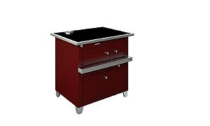 Fogão a Lenha Pizzaiolo / Chapa Vitrocerâmica / Vermelho Marsala Com Inox / Saída Na Chapa / Direito ou Esquerdo