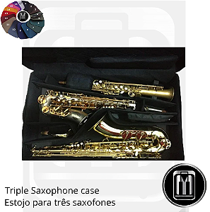 MEN30 - Estojo triplo sax alto + tenor + soprano (bolso externa para estojo de flauta) - FIBERGLASS