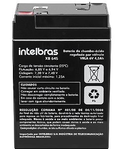 Bateria intelbras eletrica 6v 4,5amperes - xb645