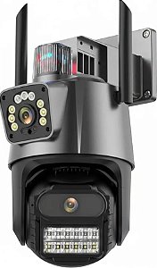 Camera mini speed dome wi-fi dupla lente 3mp cada lente - cinza