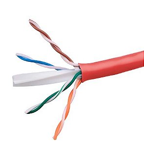 Cabo rede cat6e caixa 305m 4 pares vermelho (interno) - mpt
