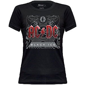 Camiseta Baby Look Ac-dc Black Ice